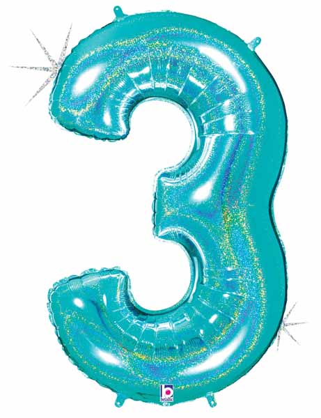 chiffre 3 turquoise 40po